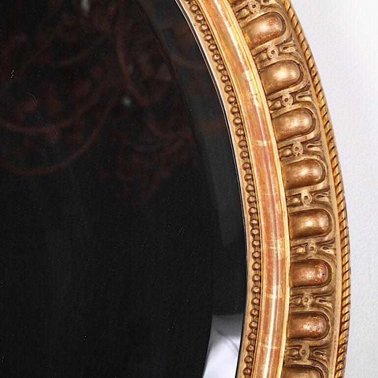Gold Leaf 19th Century French Oval Gilt Framed Napoleon III Beveled Mirror