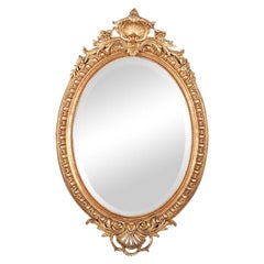 19th Century French Oval Gilt Framed Napoleon III Beveled Mirror