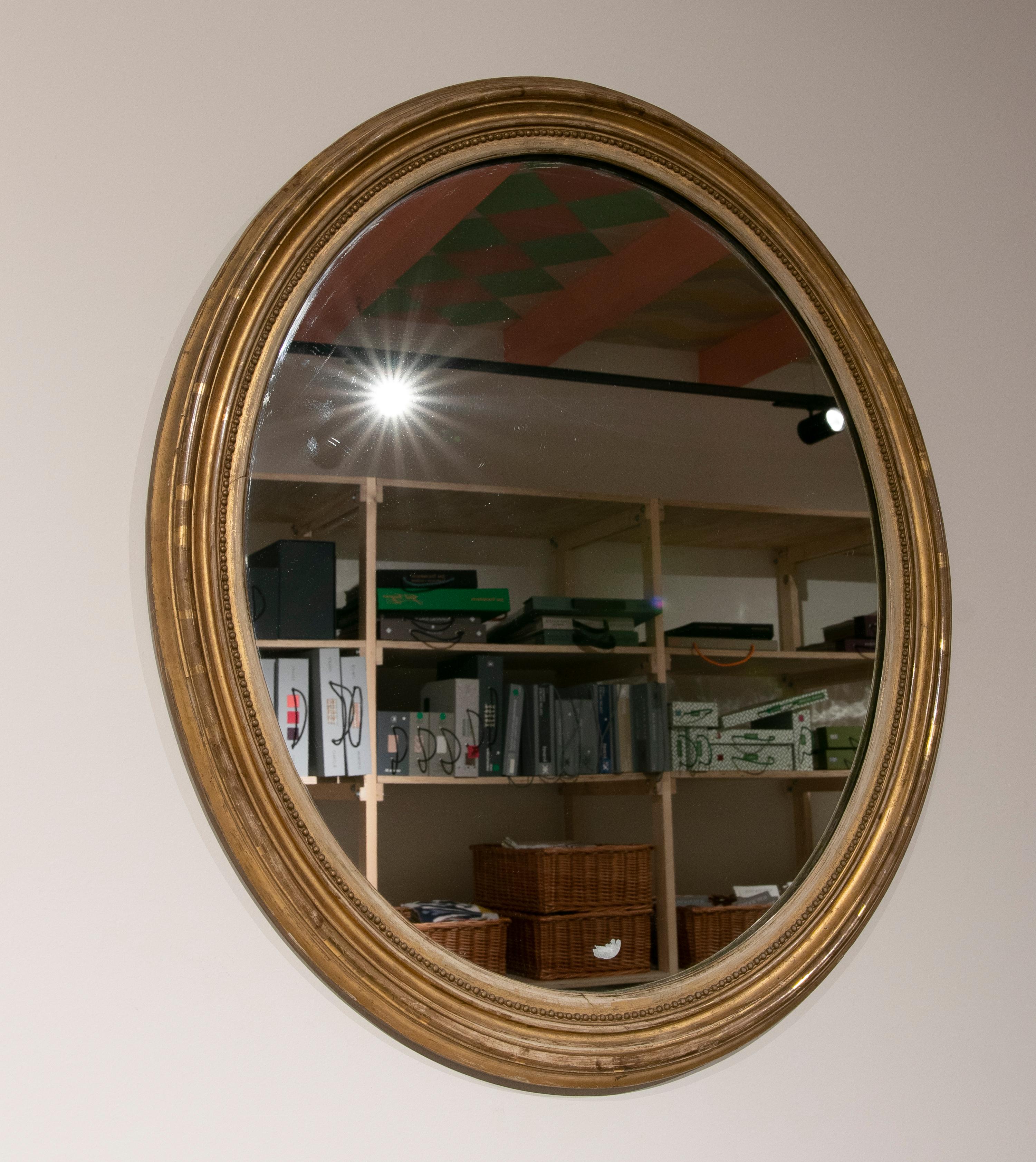 19th Century French Oval Giltwood Mirror 4