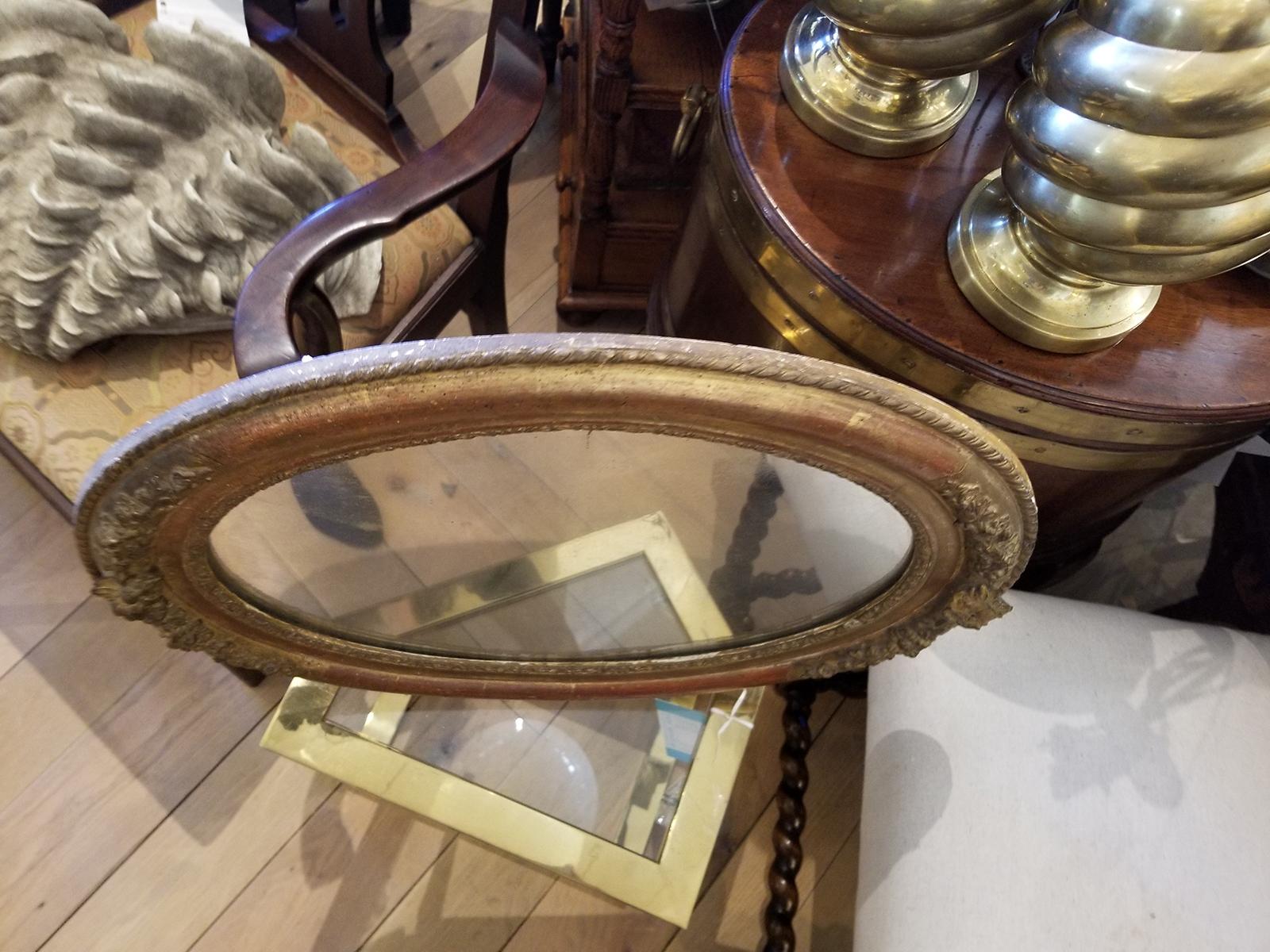 19th Century French Oval Giltwood Vanity Mirror 8