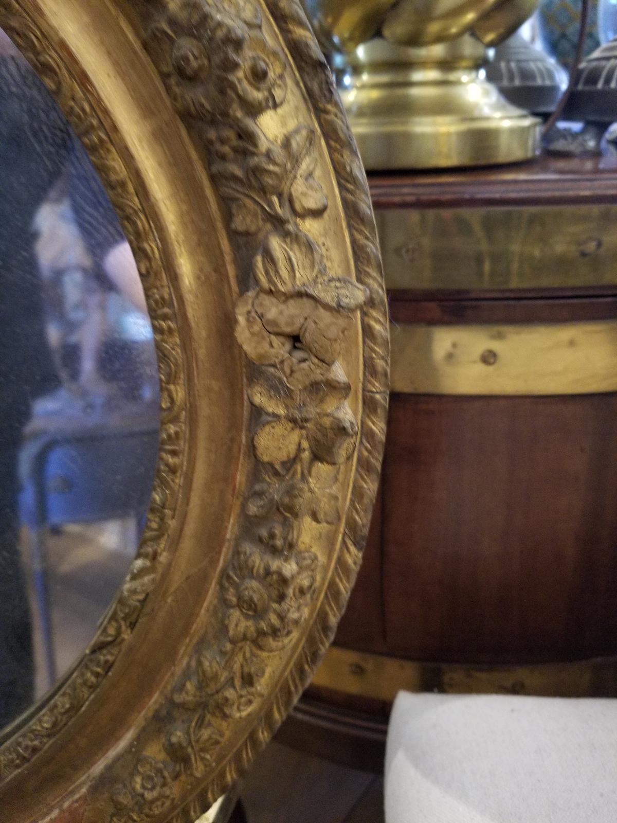 19th Century French Oval Giltwood Vanity Mirror 1