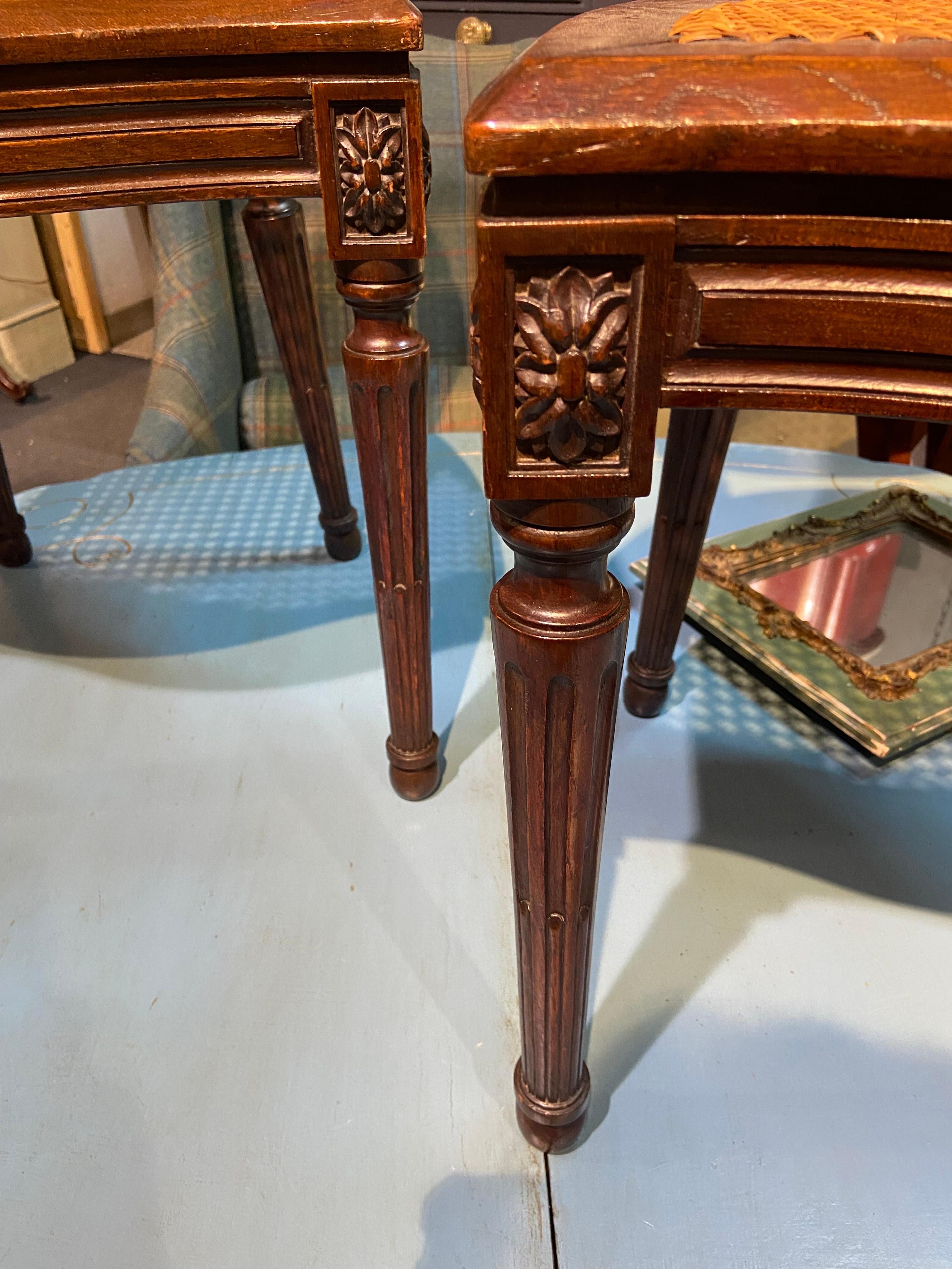 19th Century French Oval Hand Carved Walnut Cane Dining Chairs Louis XVI Style For Sale 6