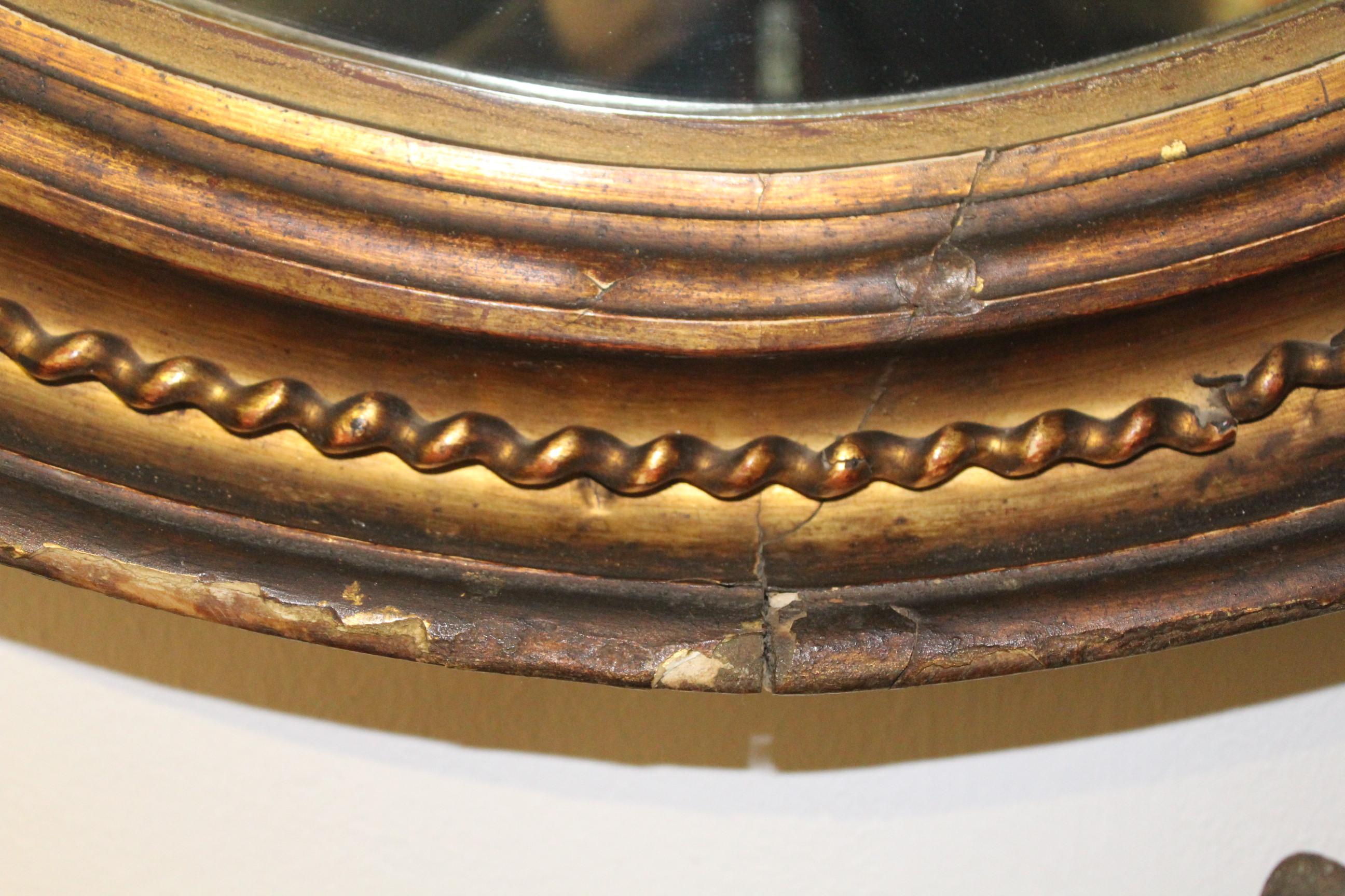19th Century French Oval Mirror Gilded with Gold Leaf 1