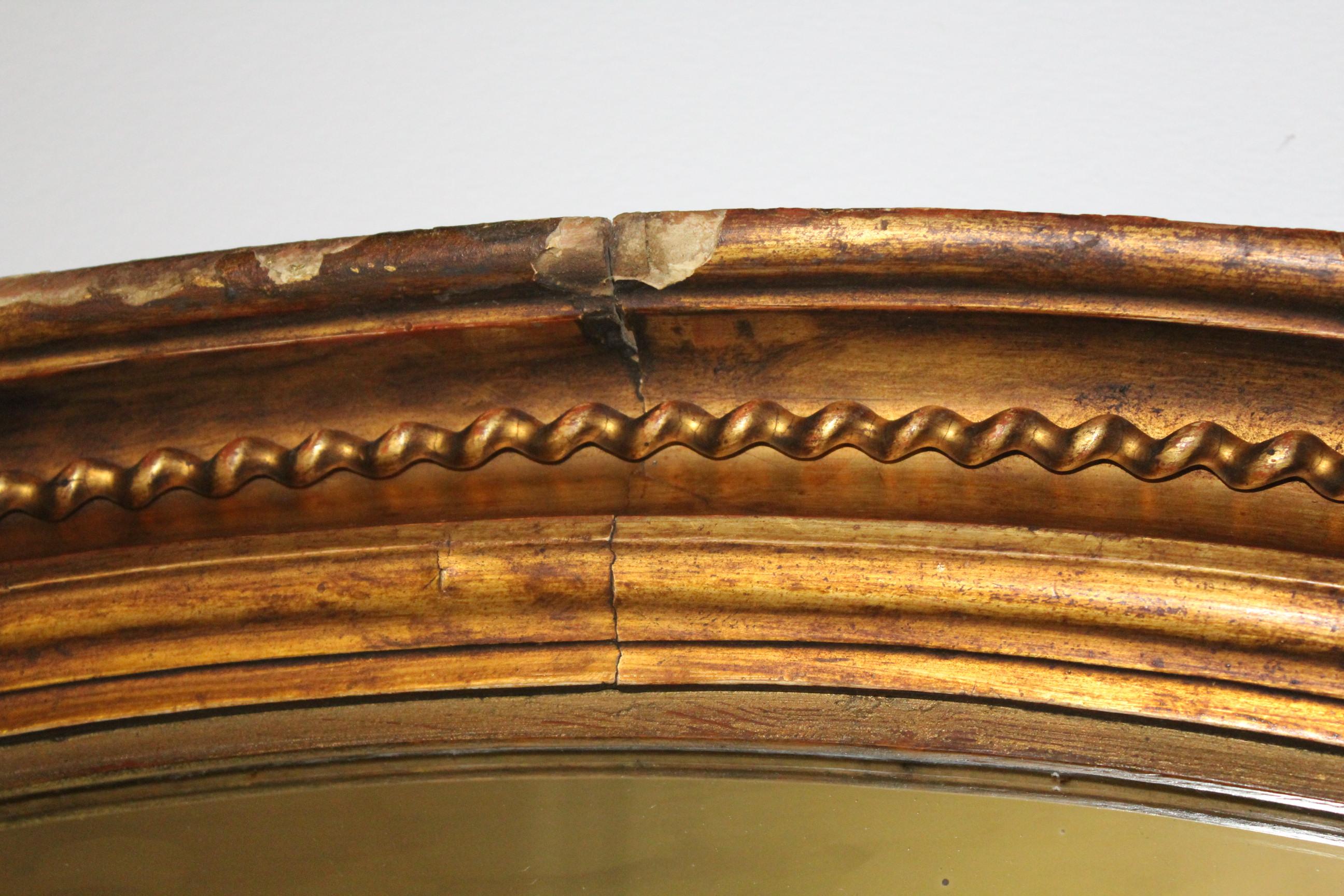 19th Century French Oval Mirror Gilded with Gold Leaf 2
