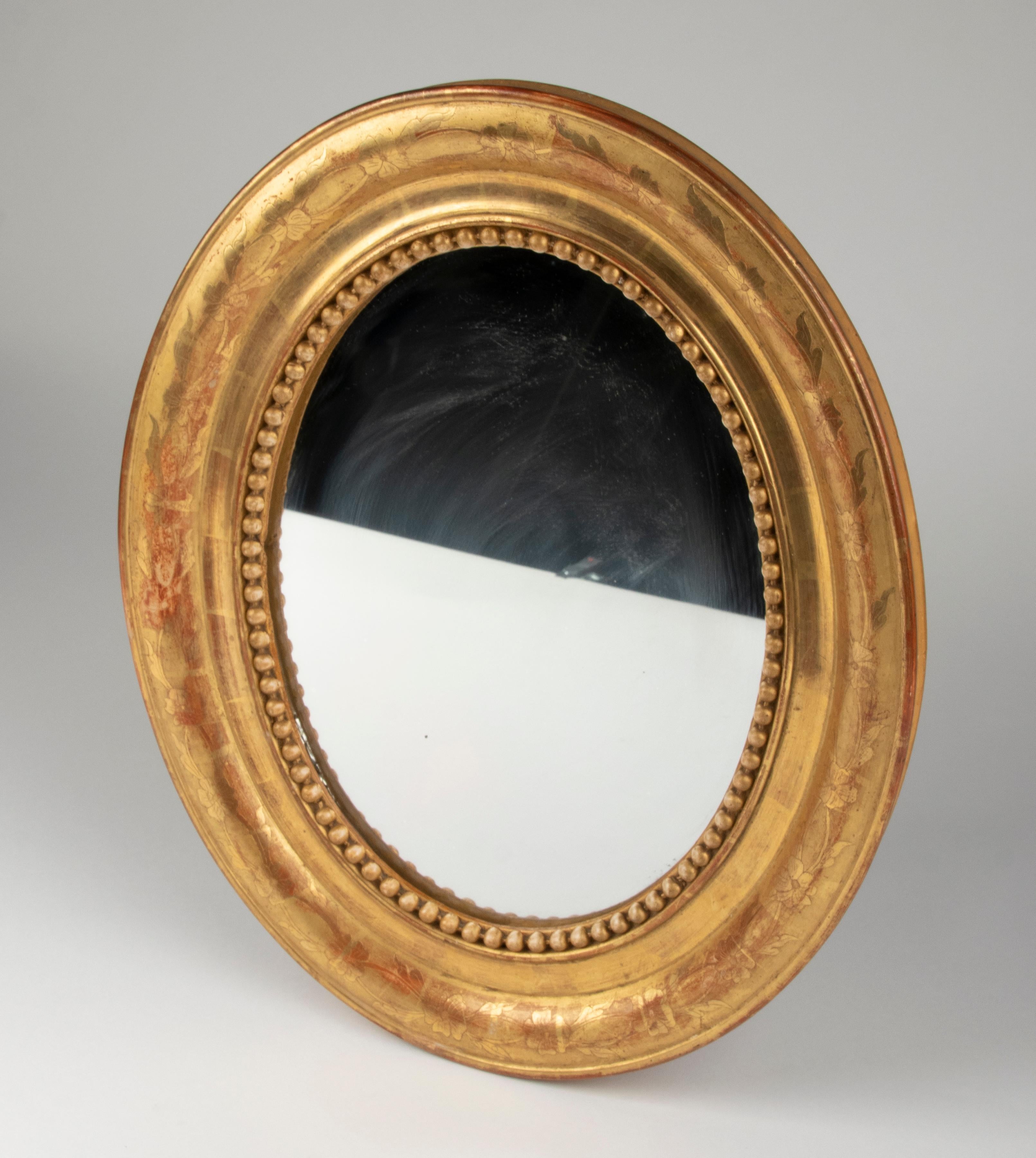 19th Century French Oval Mirror Louis Philippe Style Gilded 5