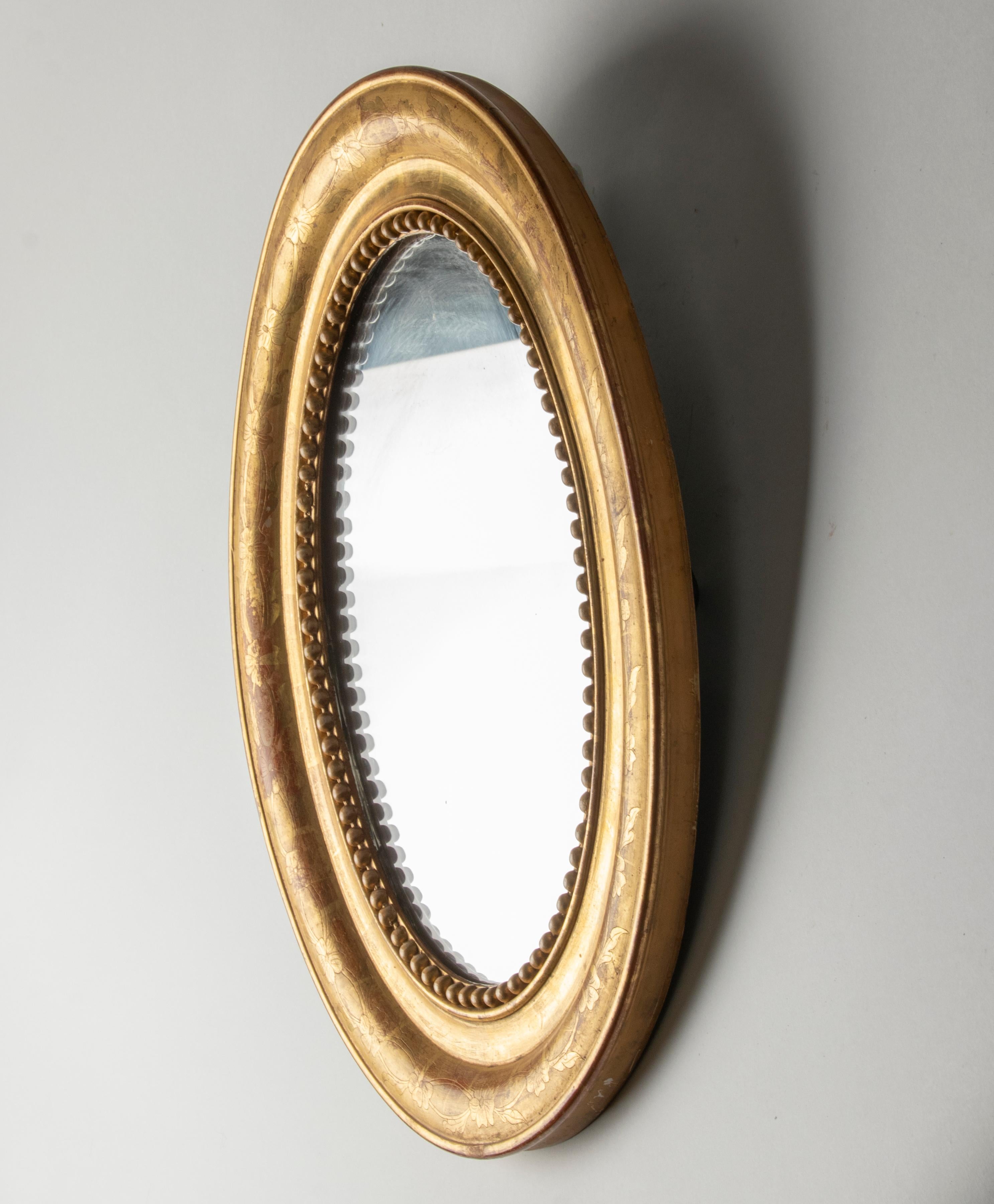 19th Century French Oval Mirror Louis Philippe Style Gilded 9