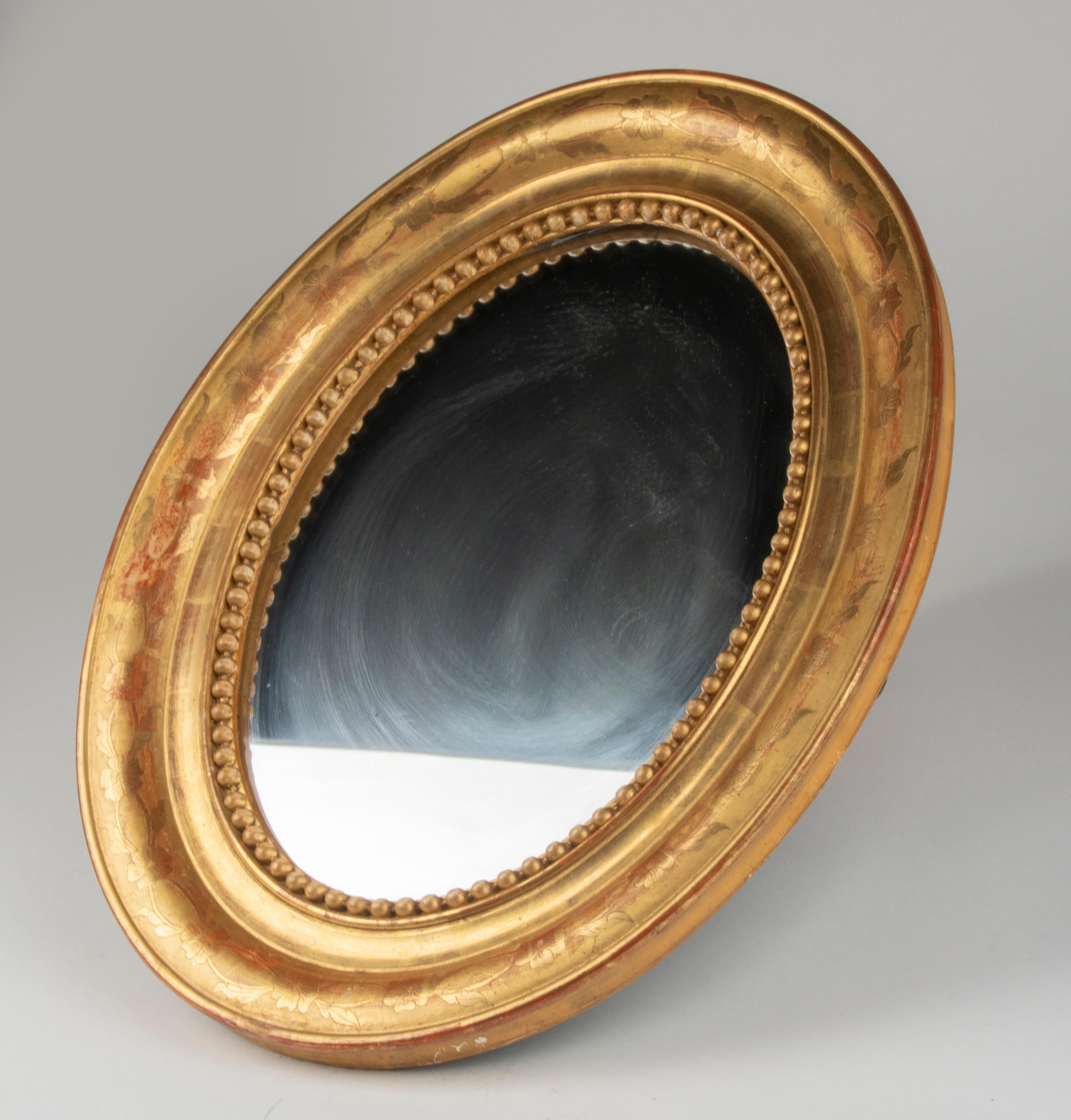 19th Century French Oval Mirror Louis Philippe Style Gilded 11
