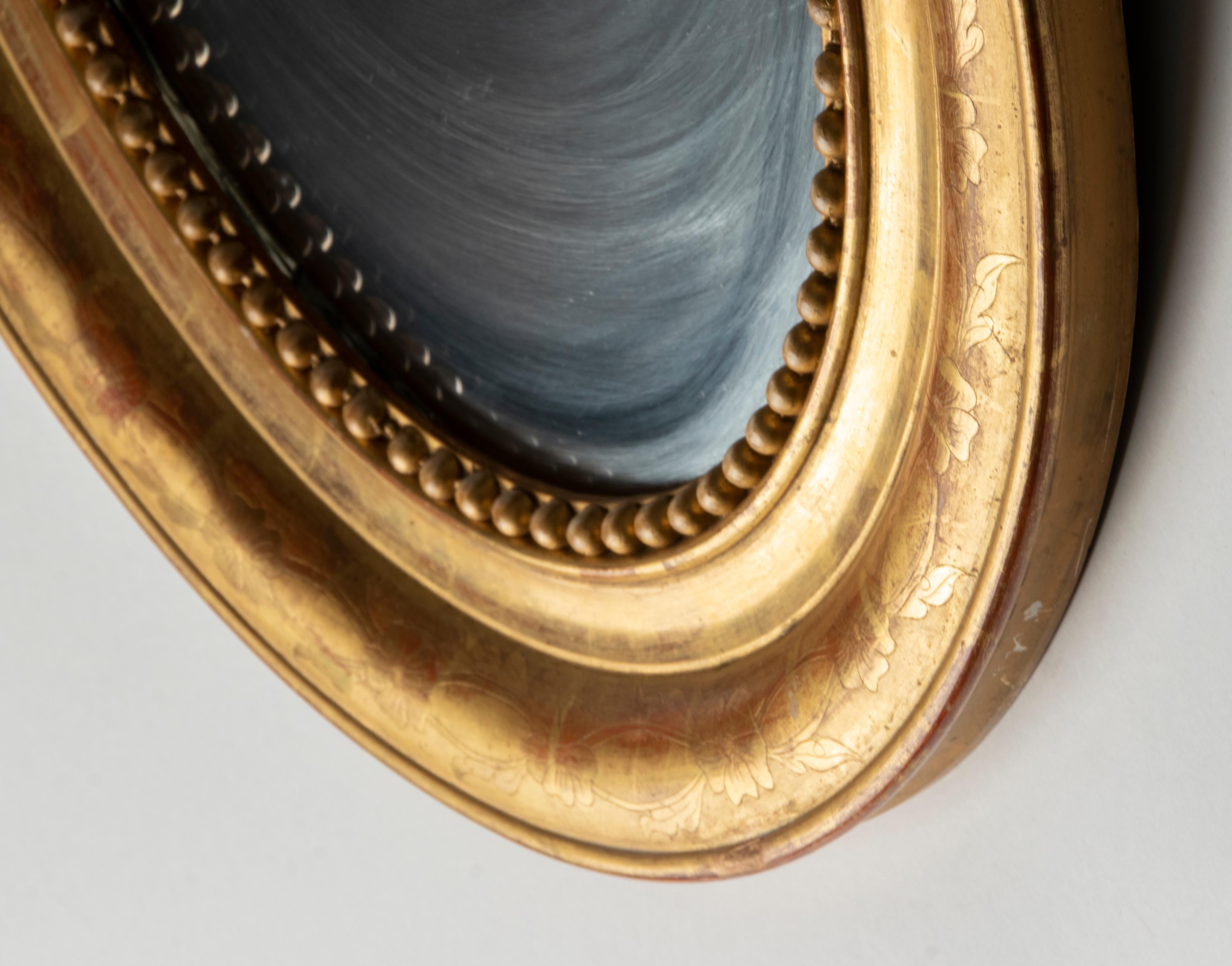19th Century French Oval Mirror Louis Philippe Style Gilded 12