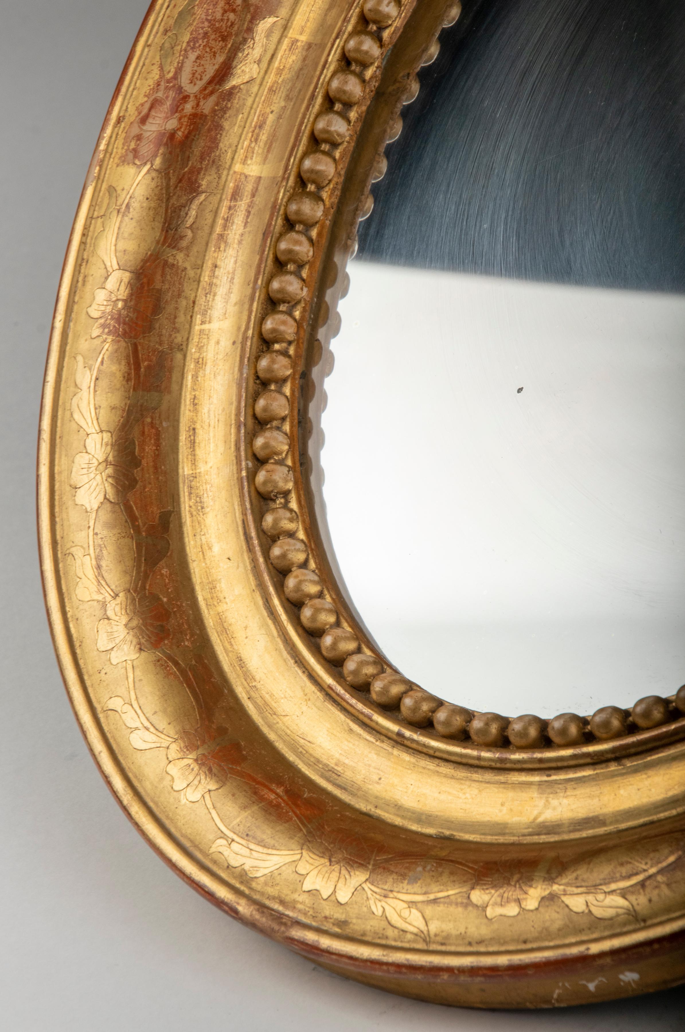 Plaster 19th Century French Oval Mirror Louis Philippe Style Gilded