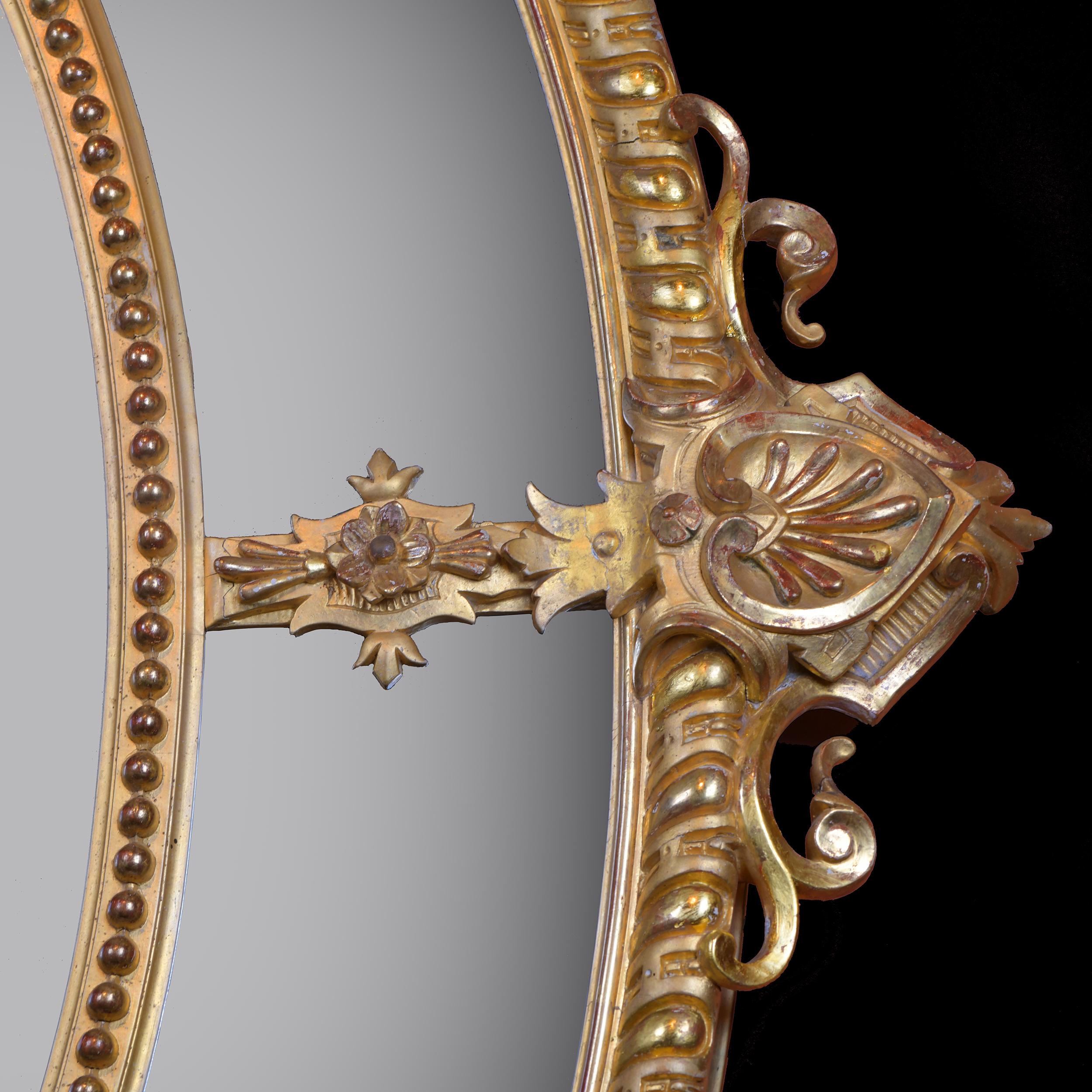 19th Century French Oval Shaped Antique Giltwood Wall Mirror In Good Condition In Dublin, IE