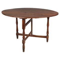 19th Century French Oval Walnut Folding Table