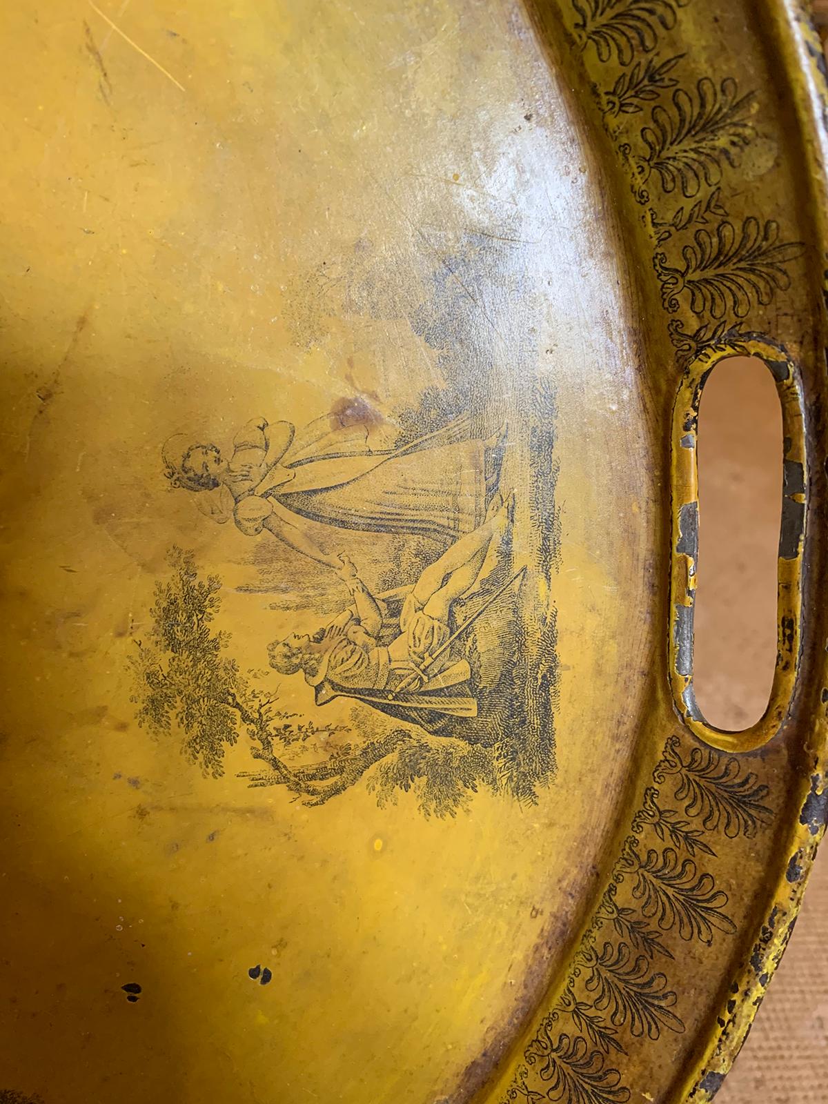 19th Century French Oval Yellow Tole Tray 5