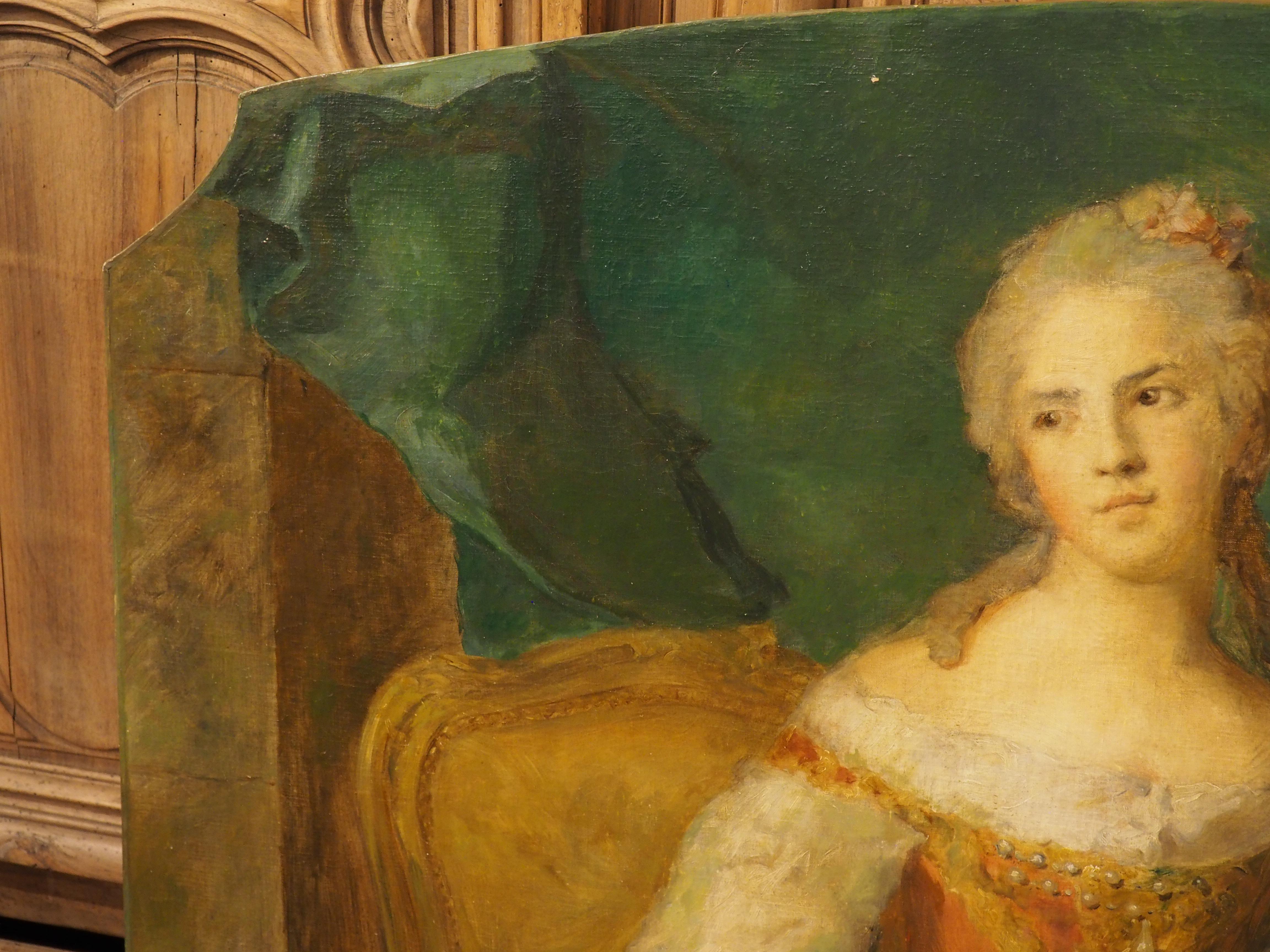 Canvas 19th Century French Overdoor Painting, The Cellist For Sale