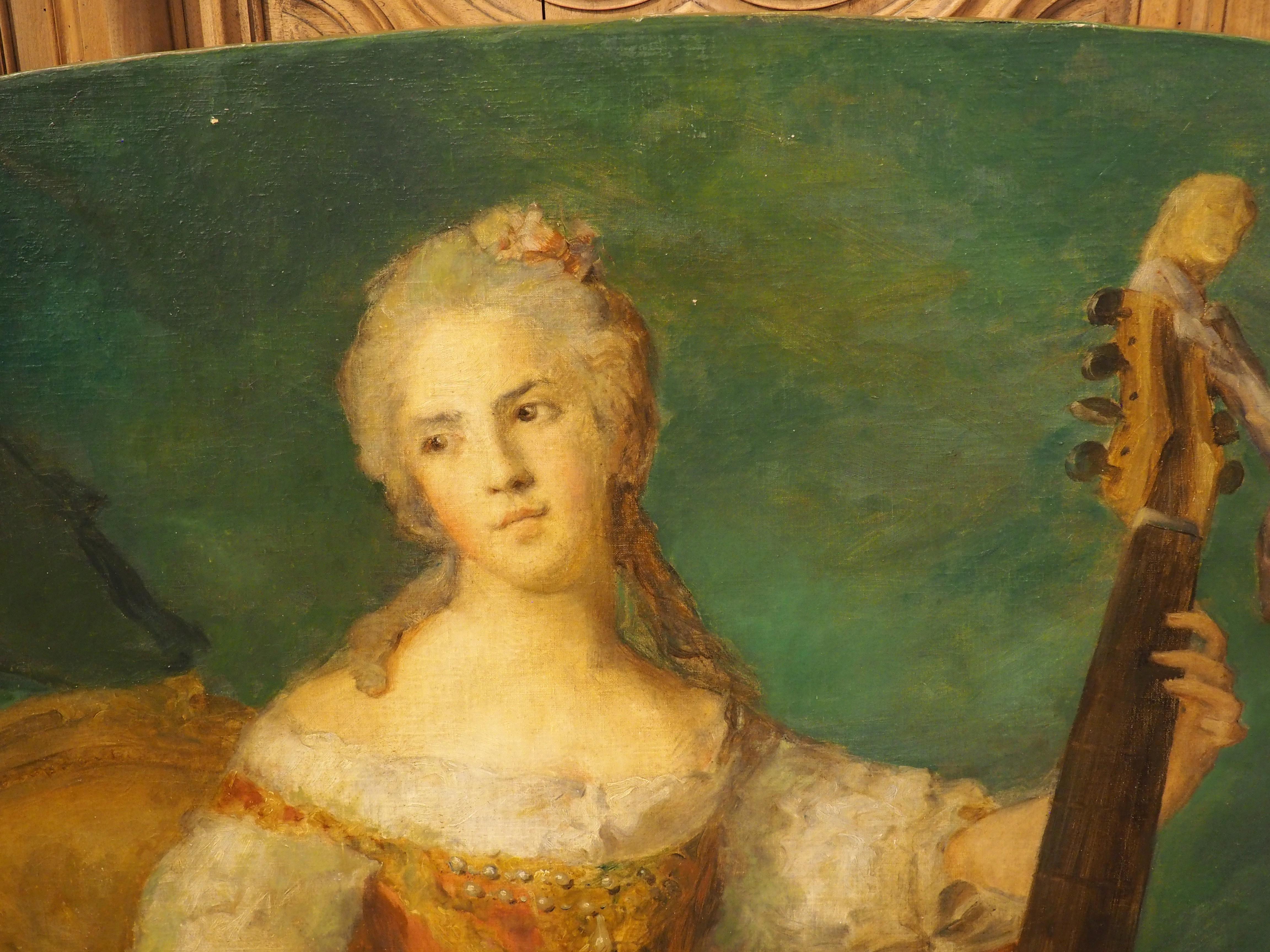 19th Century French Overdoor Painting, The Cellist For Sale 1