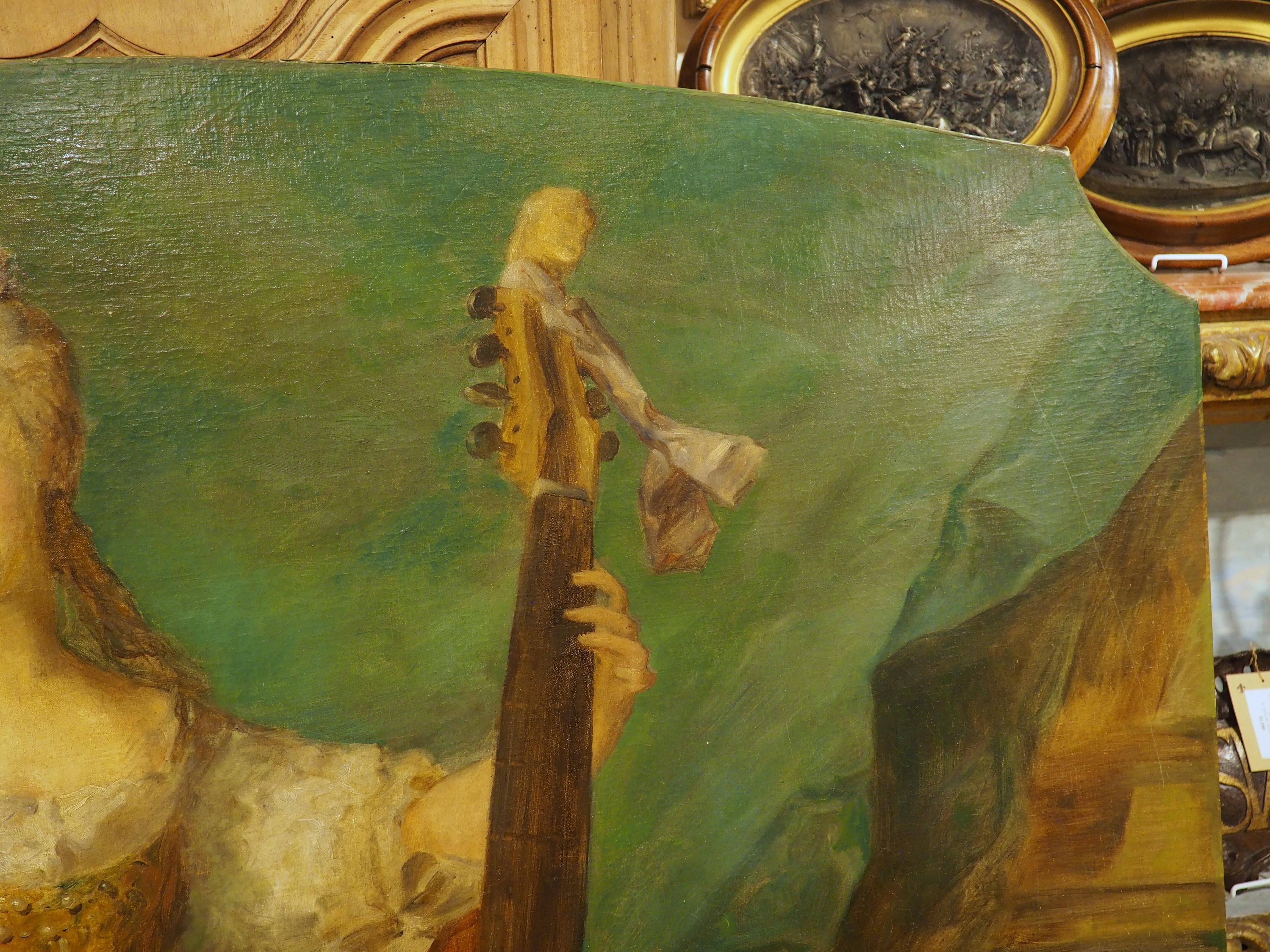 19th Century French Overdoor Painting, The Cellist For Sale 2