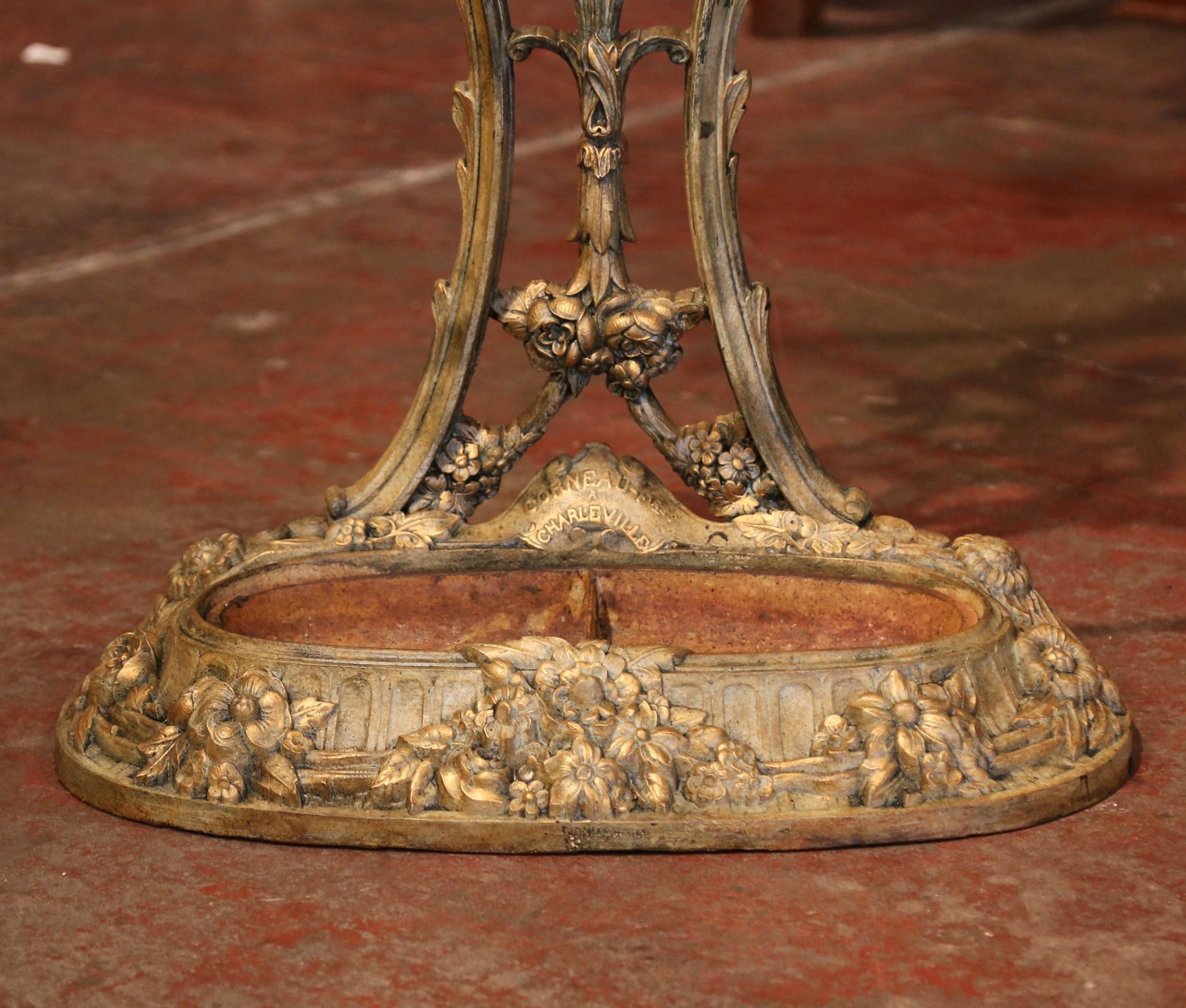 Napoleon III 19th Century French Painted and Gilt Cast Iron Hall Stand Signed Corneau Freres