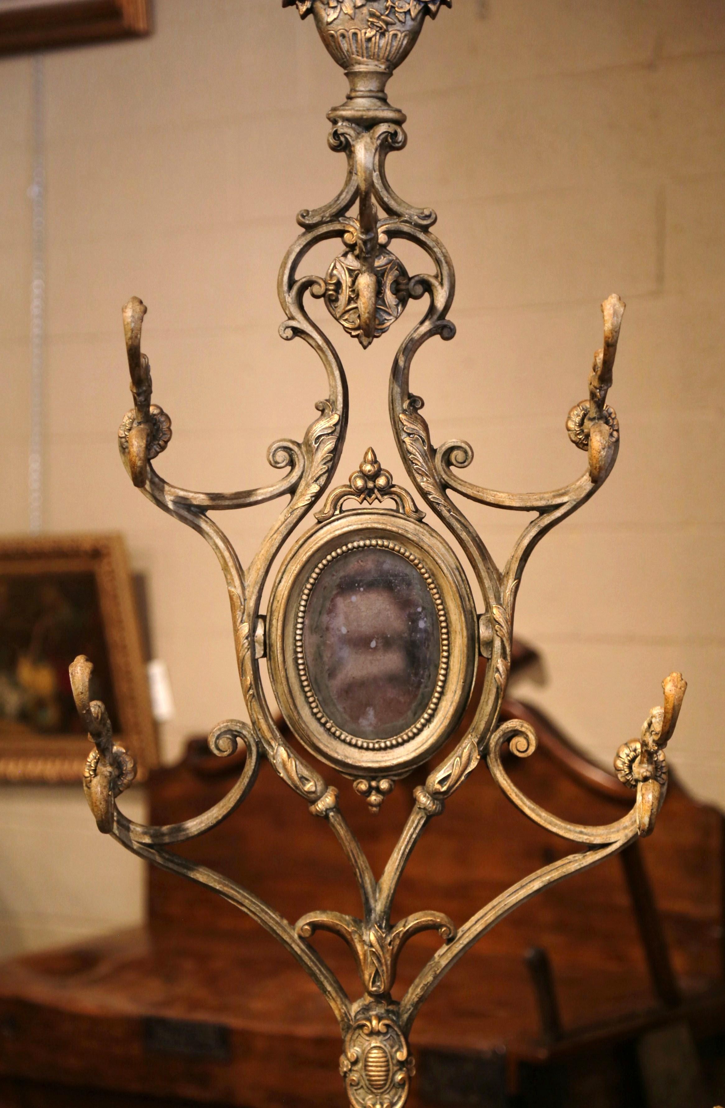 Hand-Crafted 19th Century French Painted and Gilt Cast Iron Hall Stand Signed Corneau Freres