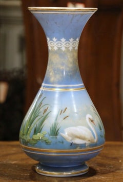 19th Century French Painted and Gilt "Porcelaine de Paris" Vase with Swan Motif