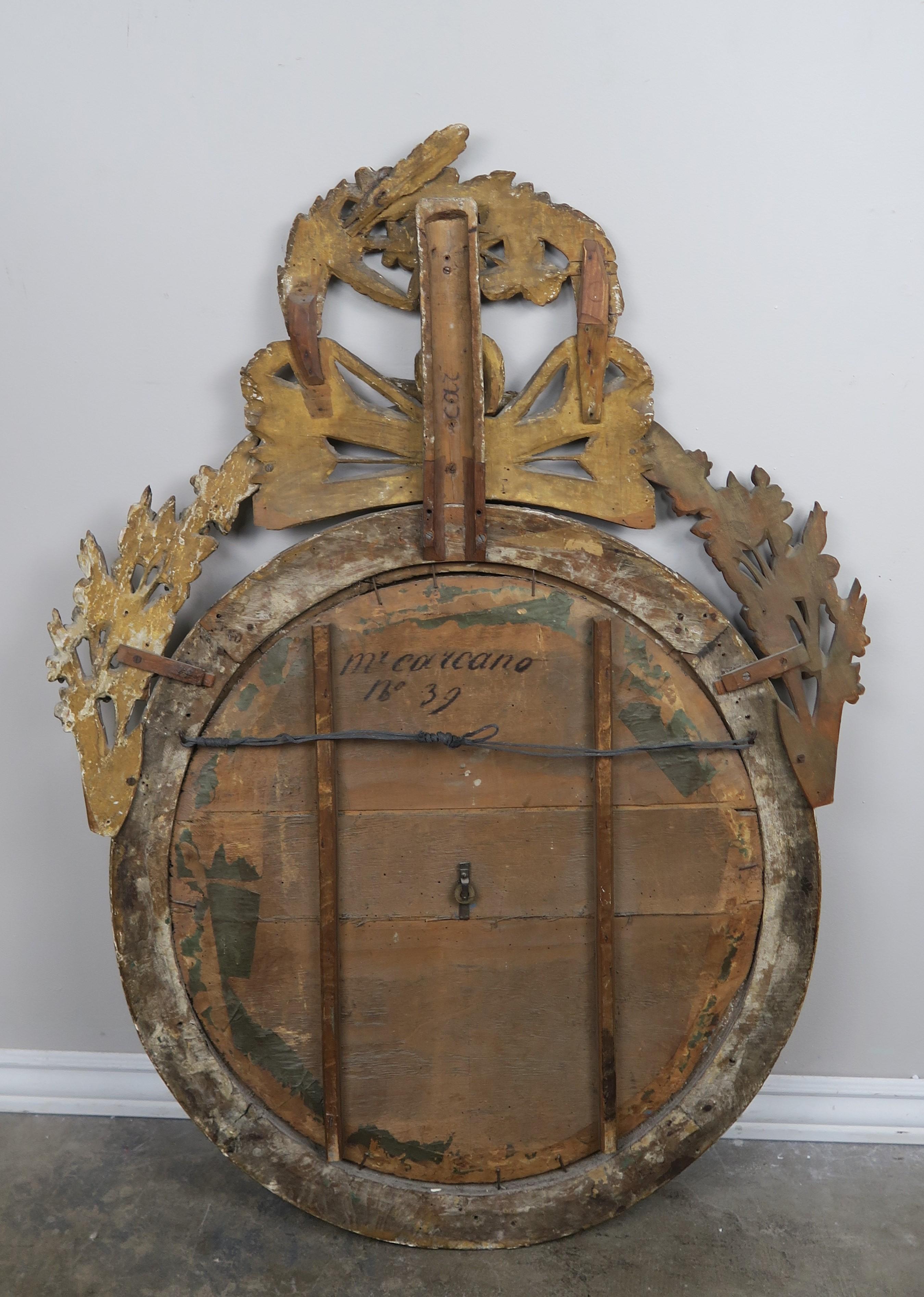 19th Century French Painted and Gilt Wood Barometer 'Barometre' 6