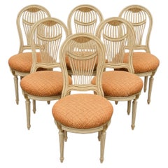 19th Century French Painted and Parcel Gilt Balloon Back Chairs, Set of Six