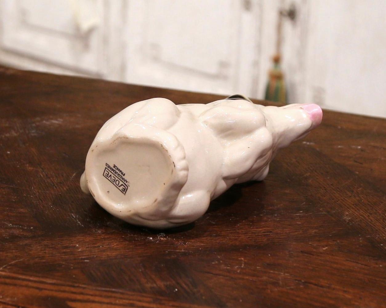 Französischer bemalter Barbotine-Keramik-Hundekrug aus Sarreguemines, 19. Jahrhundert im Angebot 5