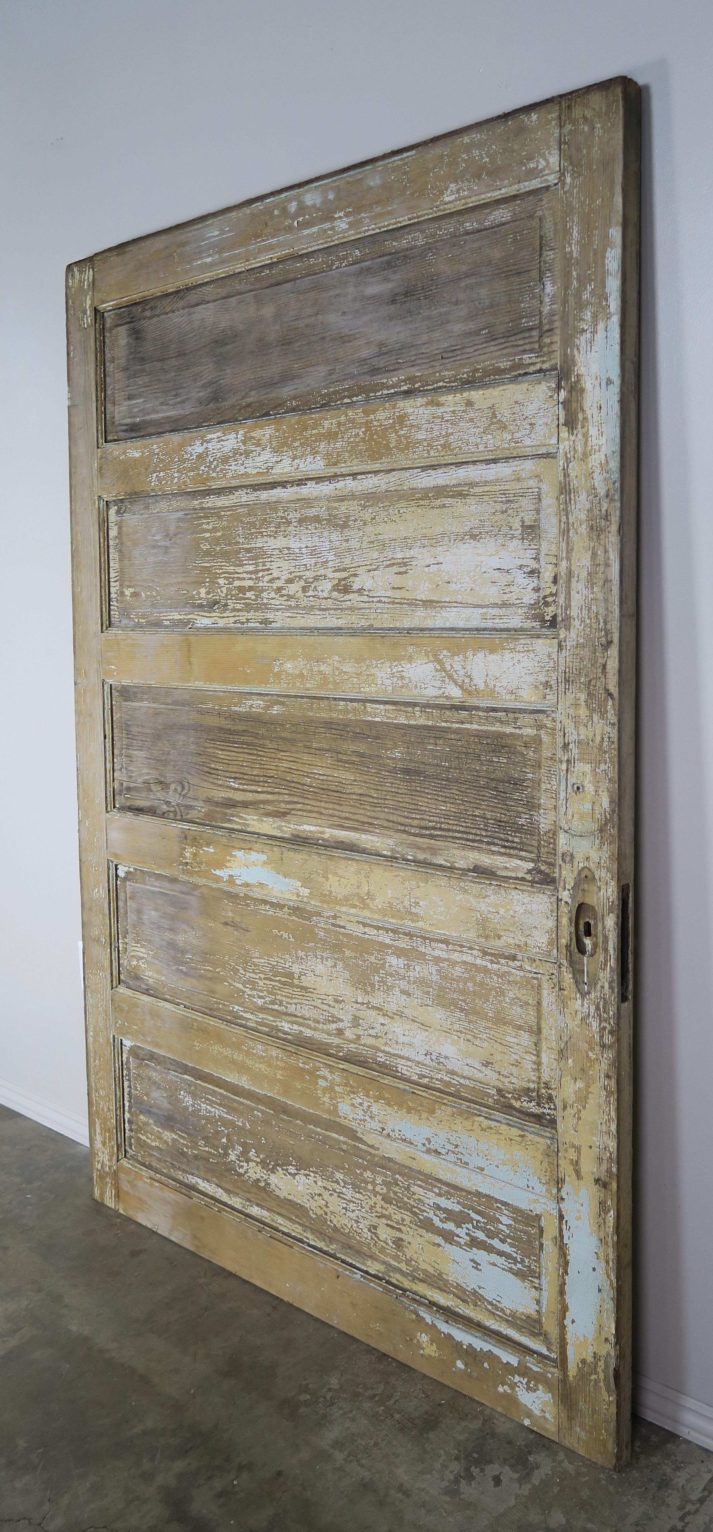 Hand-Painted 19th Century French Painted Barn Door For Sale