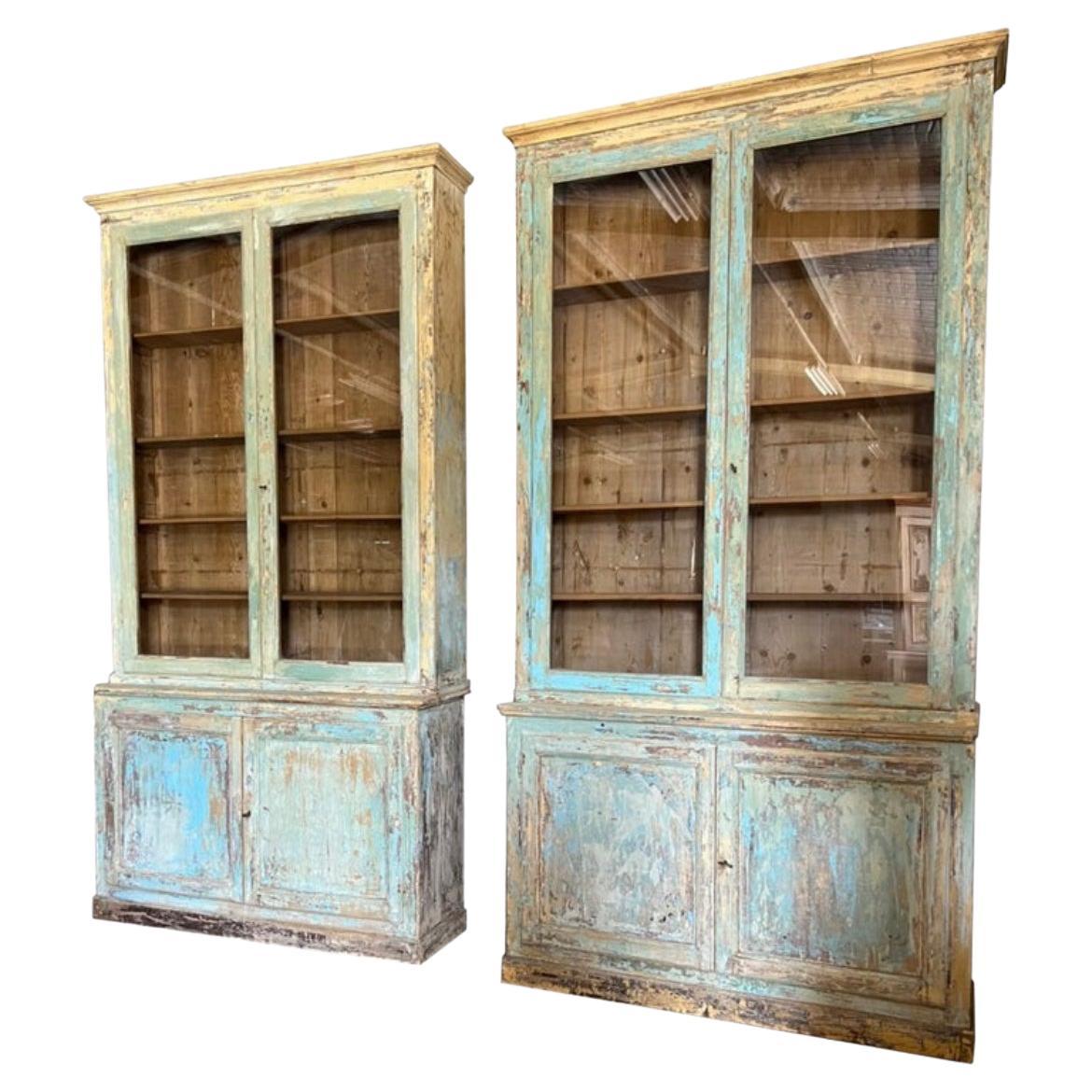 19th Century French Painted Bibliotheque Pair