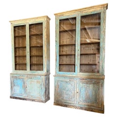 Antique 19th Century French Painted Bibliotheque Pair
