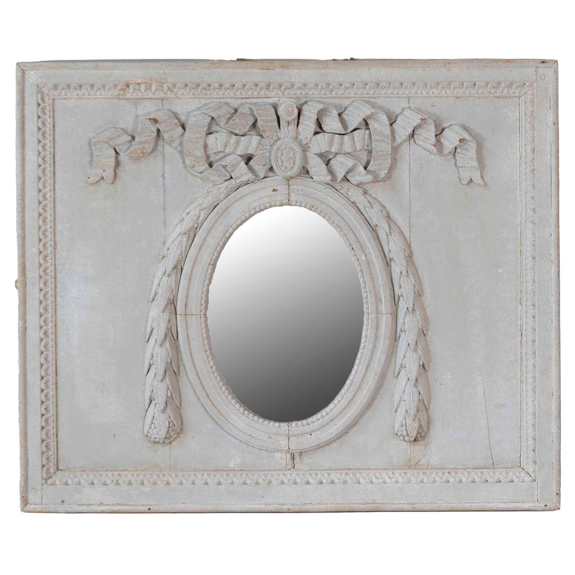 Panneau de boiserie peint français du XIXe siècle avec miroir d'origine