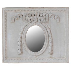 19th Century French Painted Boiserie Panel with Original Mirror Plate