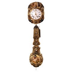 19th Century French Painted Brass Automated Wall "Comtoise" Clock from Perigord