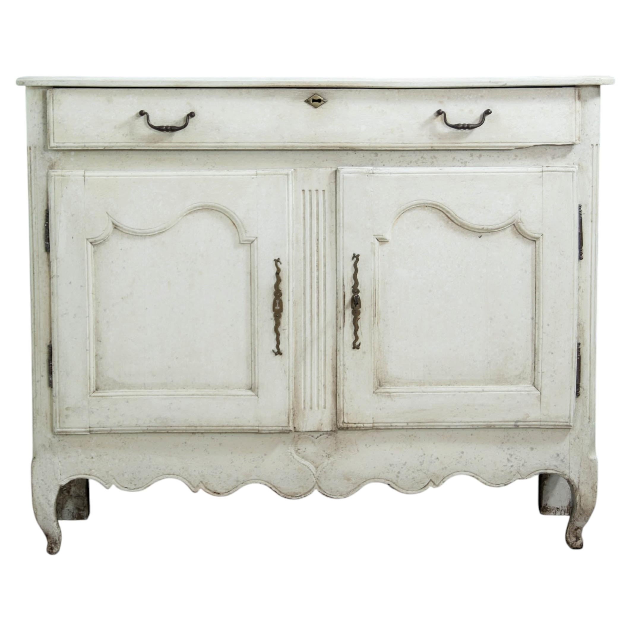 French Louis XV Style Buffet, Walnut with Painted Finish, 1860 For Sale