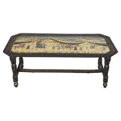 19th Century French Painted Campaign Folding Low Table Mughal Decoration 