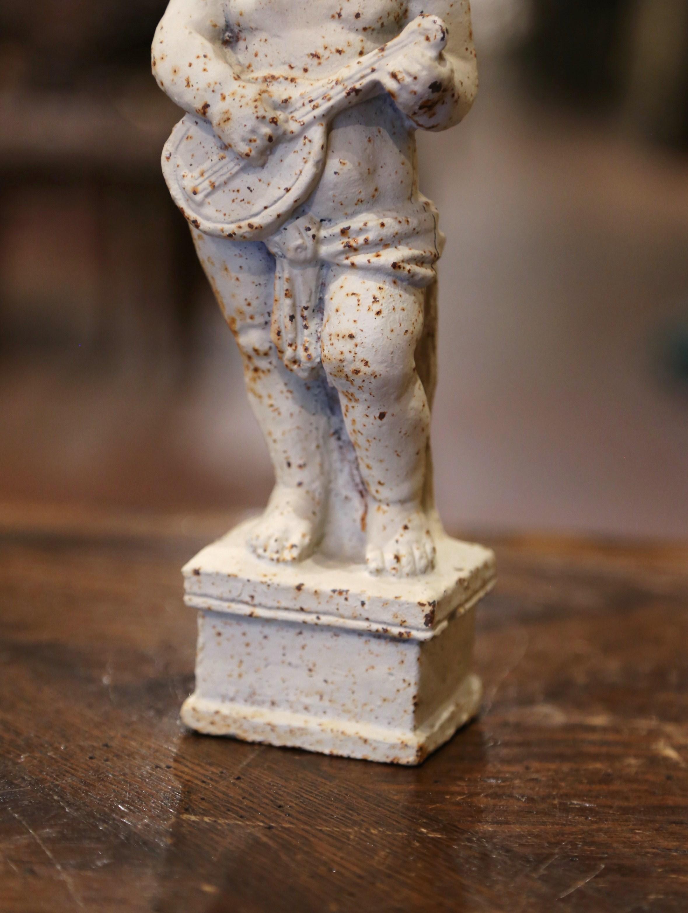 19th Century French Painted Cast Iron Musical Angelic Cherubs, Set of 4 2