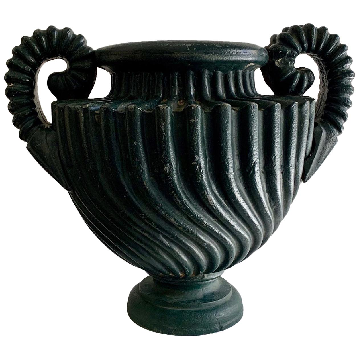 19th Century French Painted Cast Iron Urn
