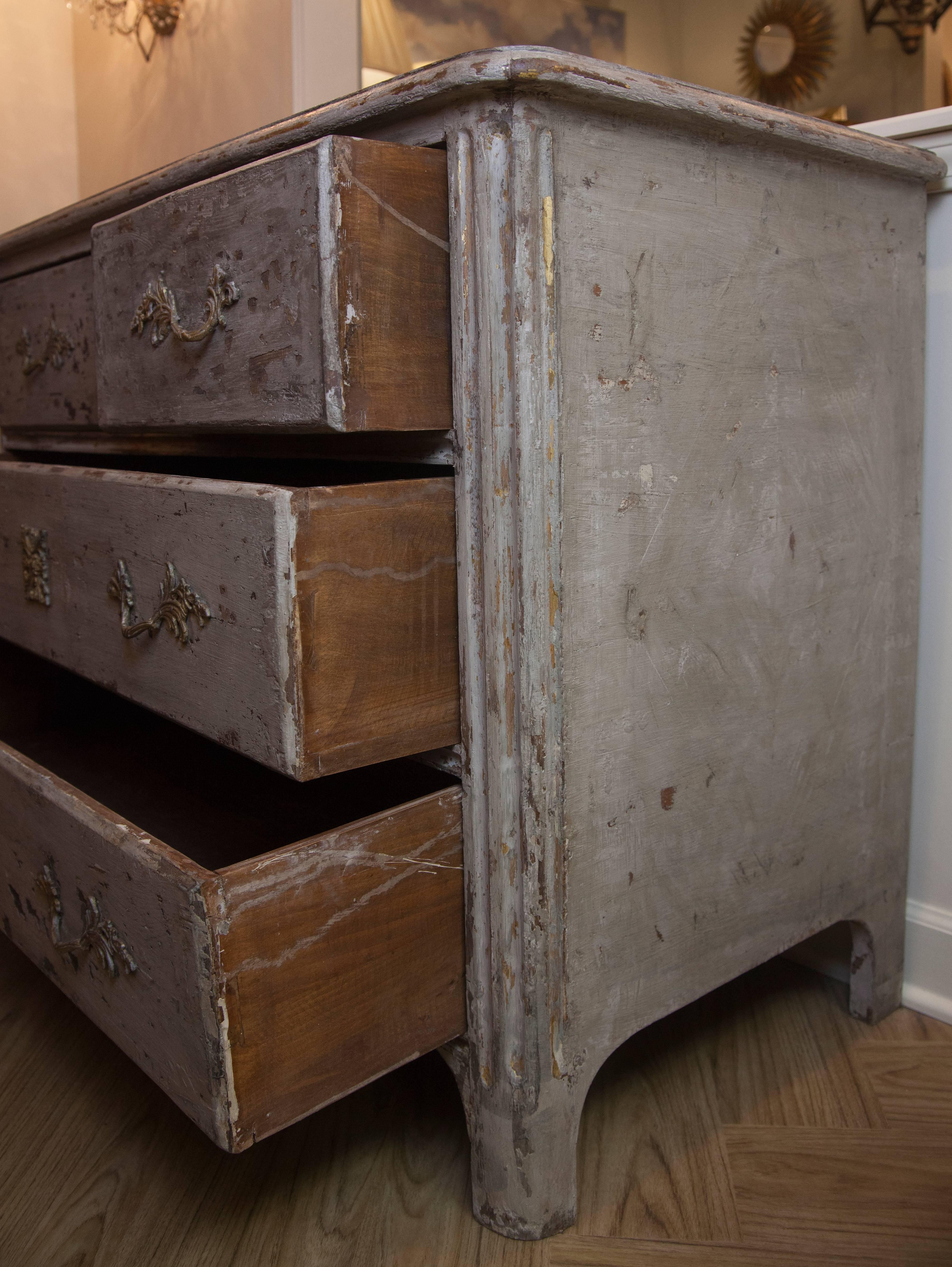 Wood 19th Century French Painted Commode