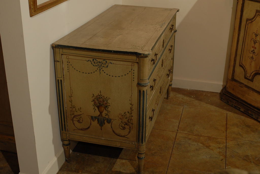 19th Century French Painted Commode Louis XVI Style In Good Condition In Atlanta, GA