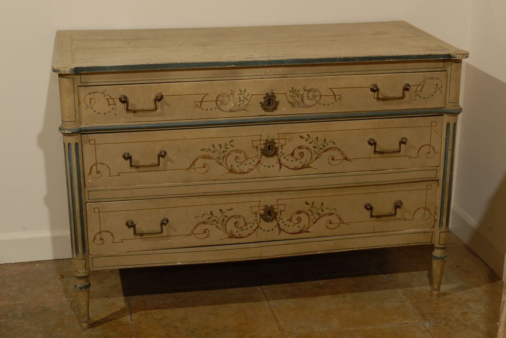 19th Century French Painted Commode Louis XVI Style 4