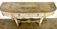 19th Century French Painted Console w/ Carved Swags & Drawers