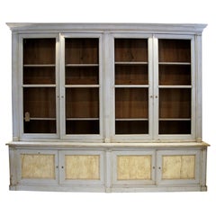 19th Century French Painted Country House Two Part Bookcase or Cabinet 