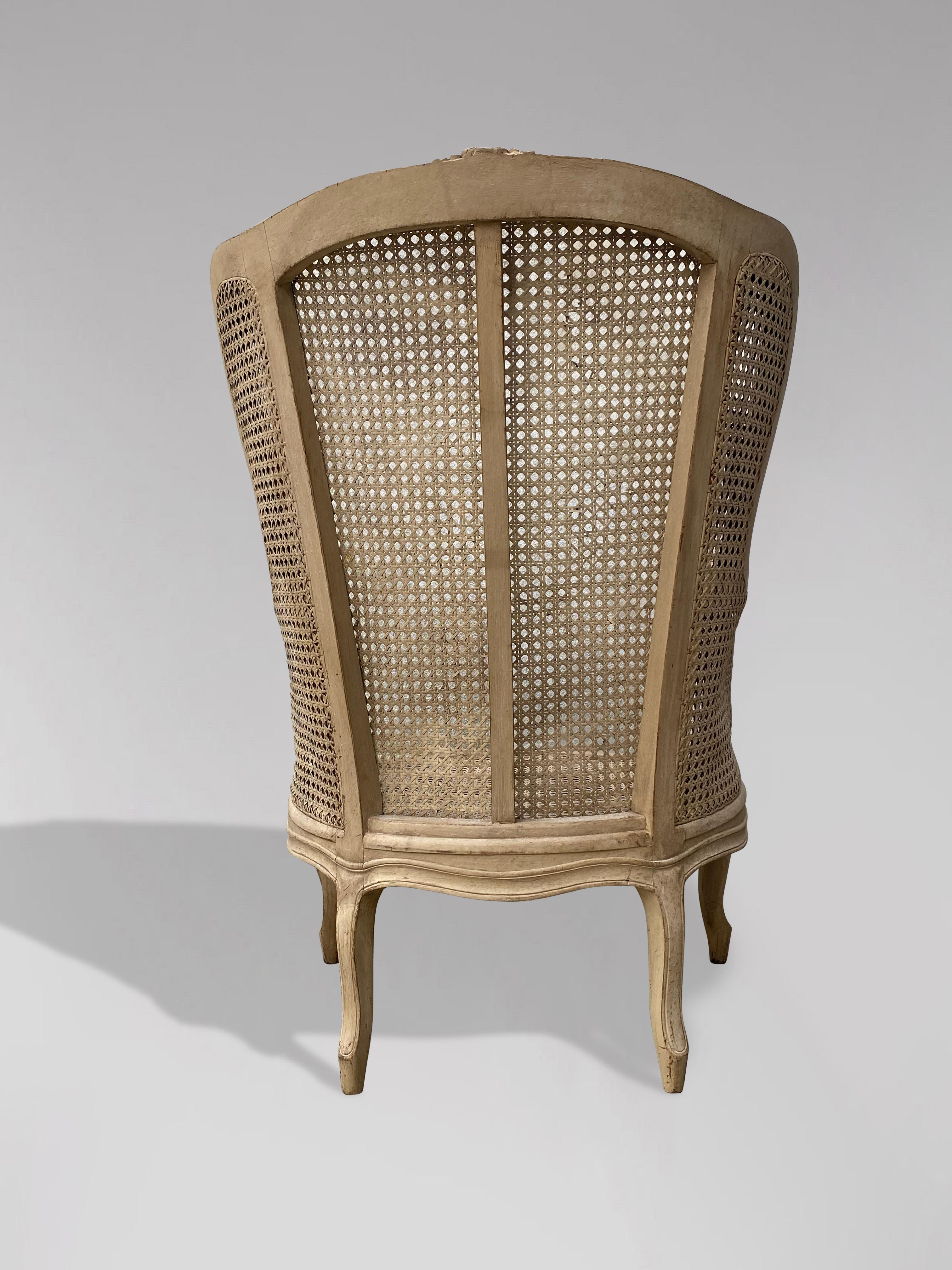 19th Century French Painted Double Caning Bergère Armchair For Sale 1
