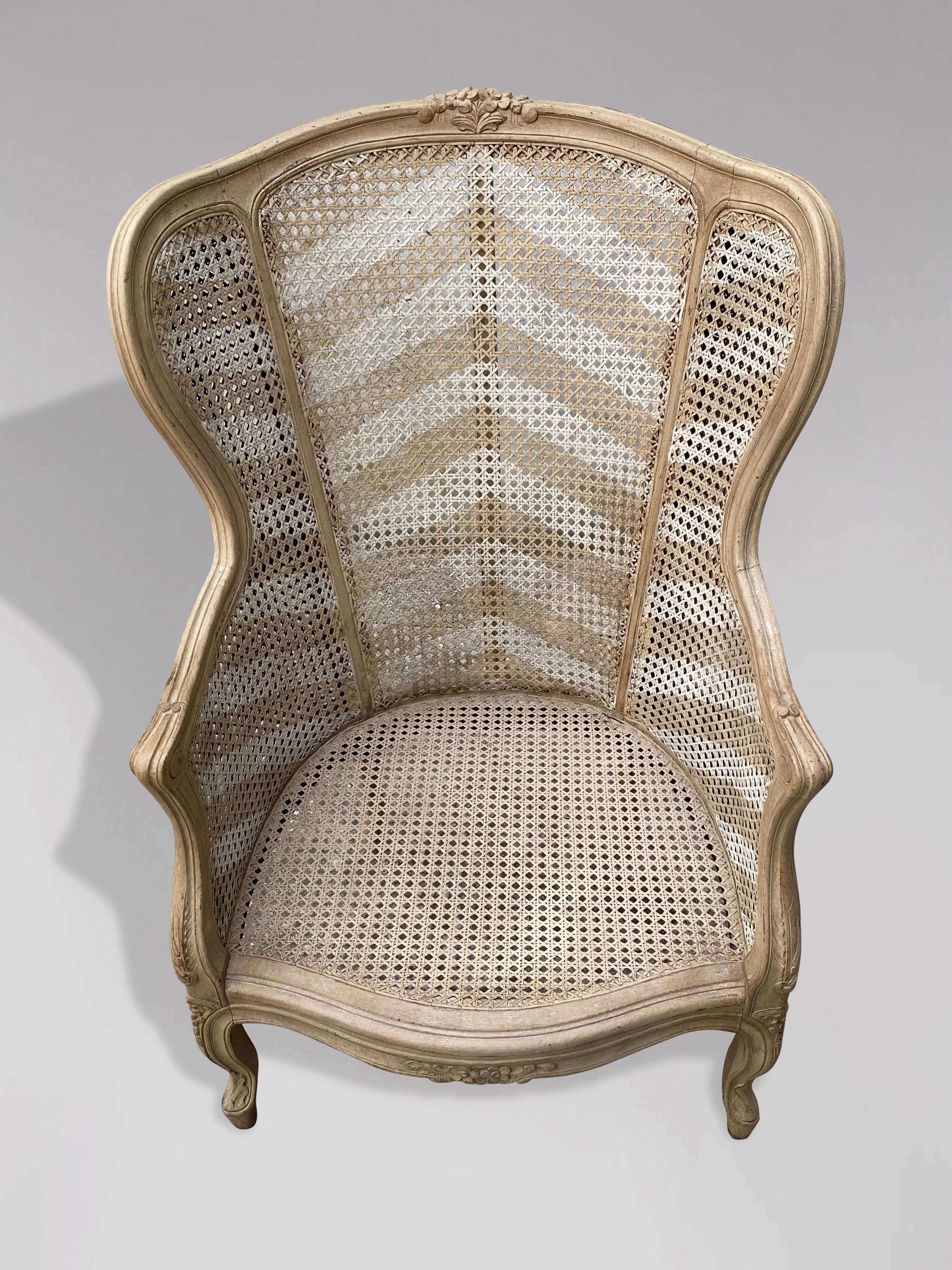 19th Century French Painted Double Caning Bergère Armchair For Sale 2