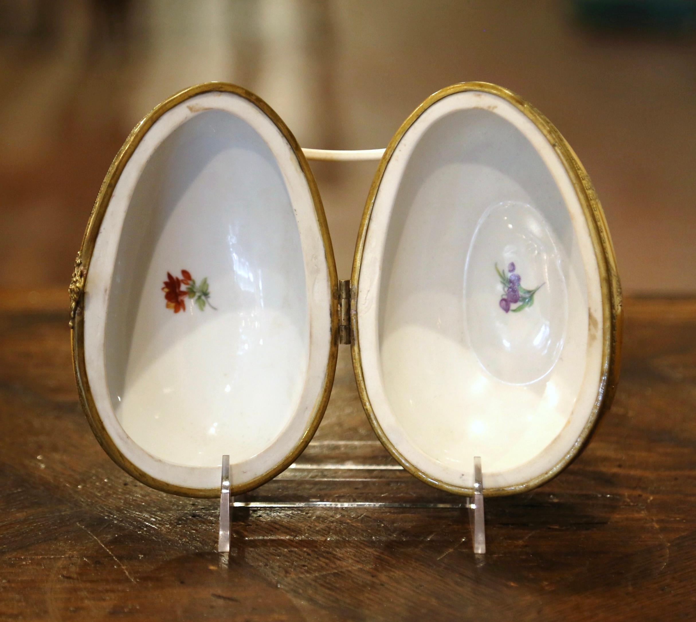 19th Century French Painted Faberge Porcelain Egg Trinket Boxes, Set of 5 6