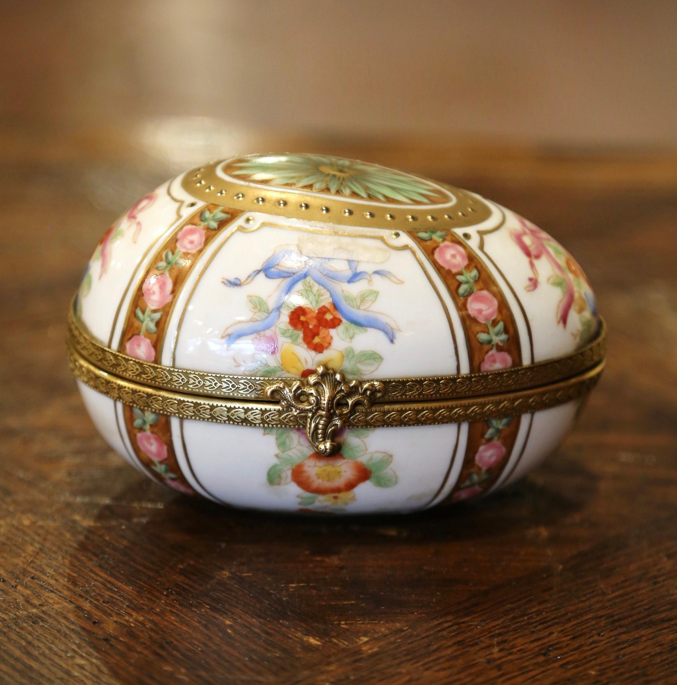 19th Century French Painted Faberge Porcelain Egg Trinket Boxes, Set of 5 7