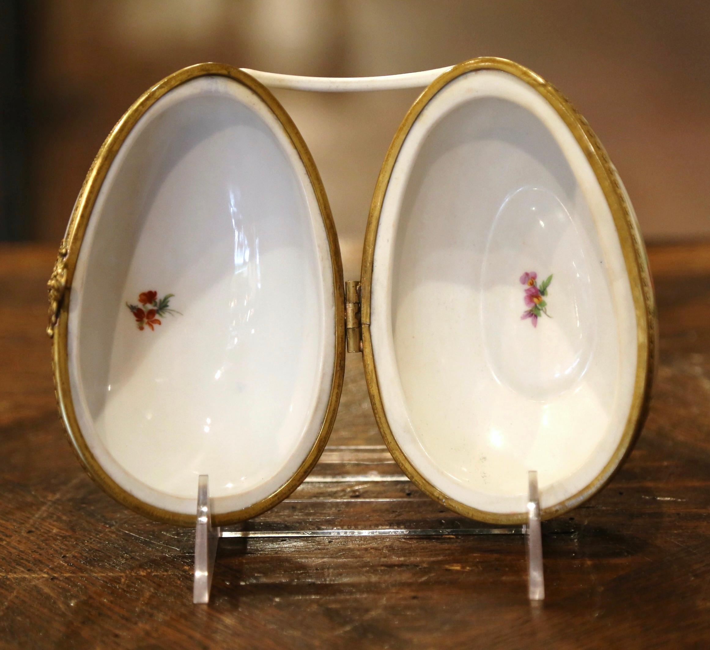 19th Century French Painted Faberge Porcelain Egg Trinket Boxes, Set of 5 9
