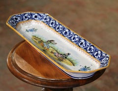 19th Century French Painted Faience Porquier Beau Dish Signed IB Quimper
