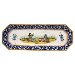 19th Century French Painted Faience Porquier Beau Dish Signed IB Quimper