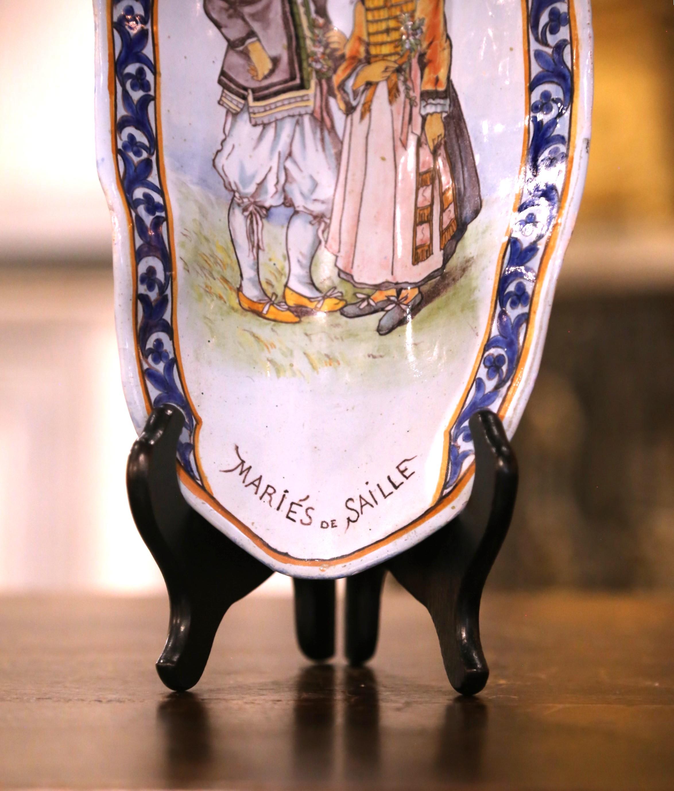 Französische bemalte Fayence-Porquier Beau Quimper-Schale aus Krepp, signiert PP, 19. Jahrhundert im Zustand „Hervorragend“ im Angebot in Dallas, TX