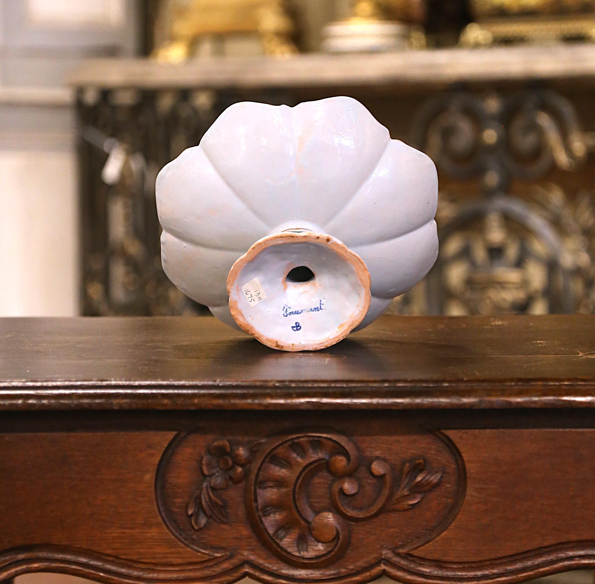 19th Century French Painted Faience Porquier Beau Quimper Dipping Compote For Sale 4