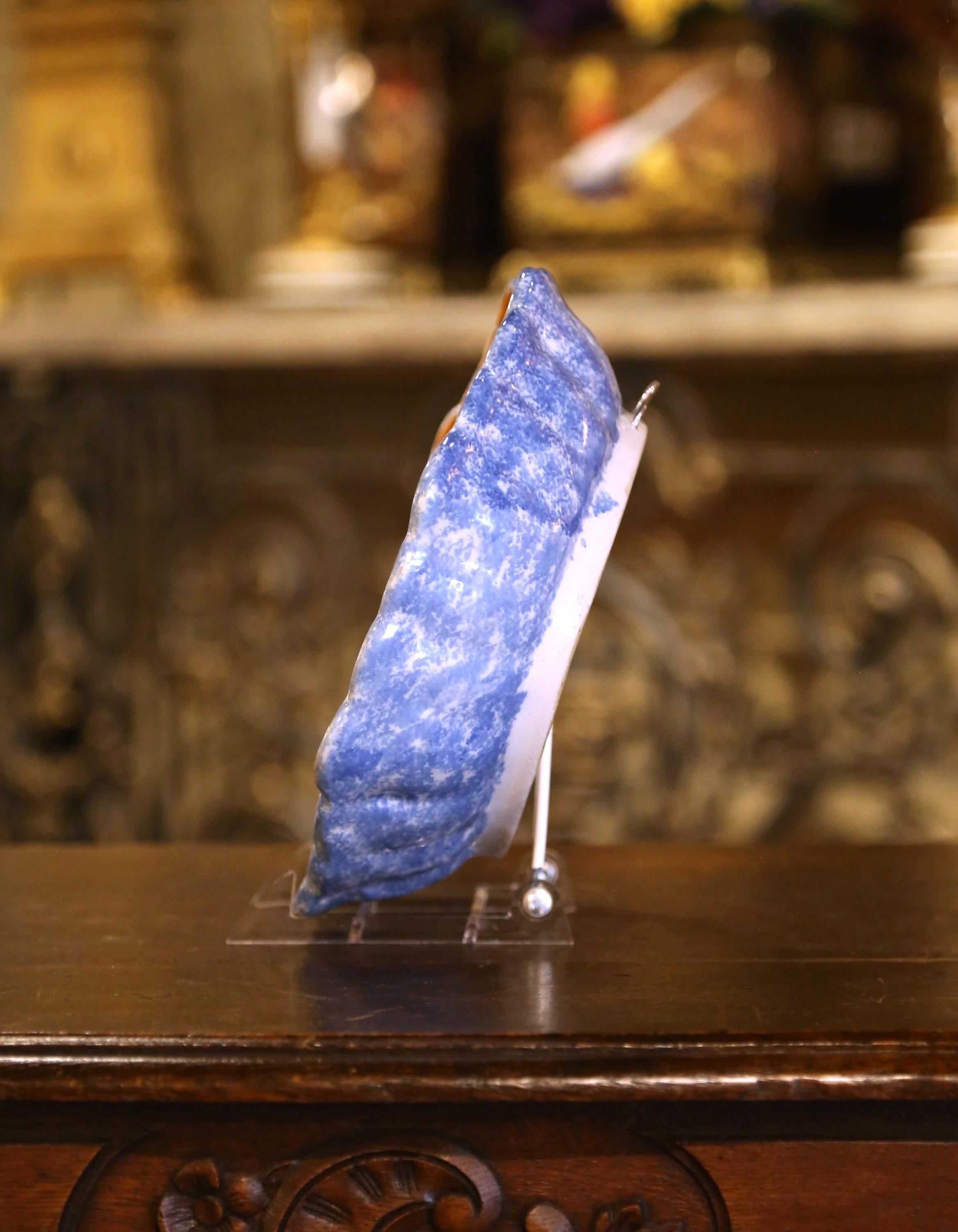 Cuenco de pared / Vide-Poche francés del siglo XIX de loza pintada Porquier Beau Quimper Fayenza en venta